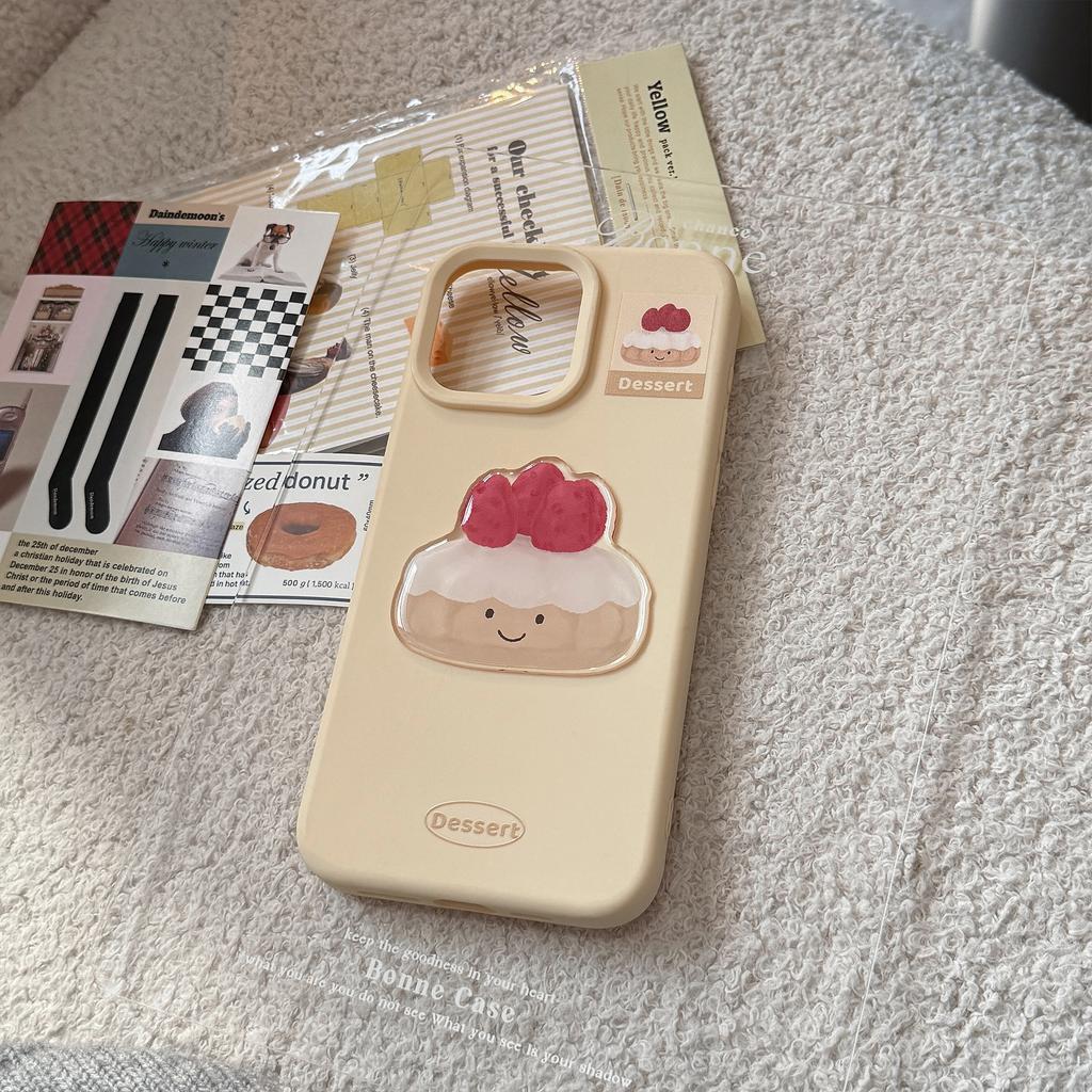 Strawberry Cake 15pro Max Apple 16 Mobile Phone Case Iphone17 Suitable for 13 Fun Food 12 Three Dimensional