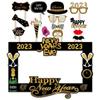 2023 Happy New Year Paper Photo Booth Props Frame Glasses Set Merry Christmas Decorations For Home Ornaments Xmas Party Supplies
