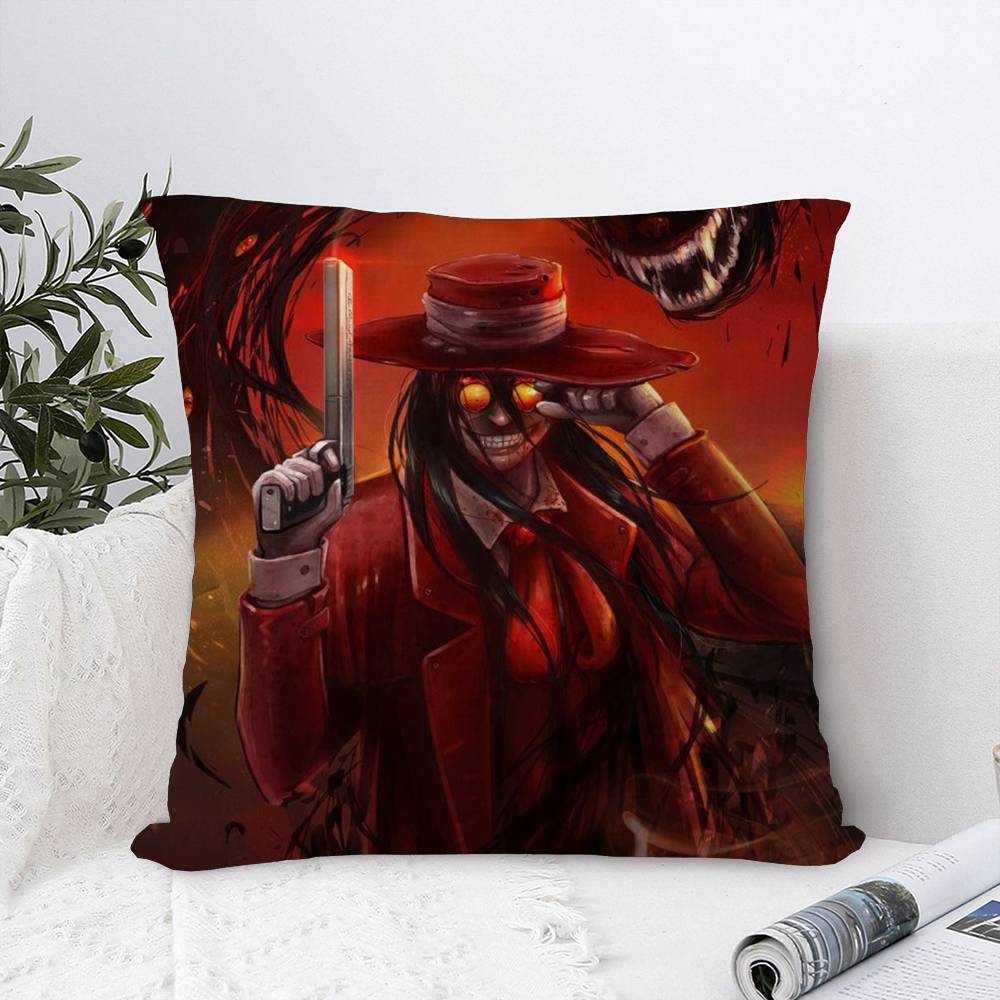 H-Hellsing Ужасы Аниме Наволочки Мультяшные Декоративные для Дивана Дома Двусторонняя Печать Короткий Плюш Милая Наволочка