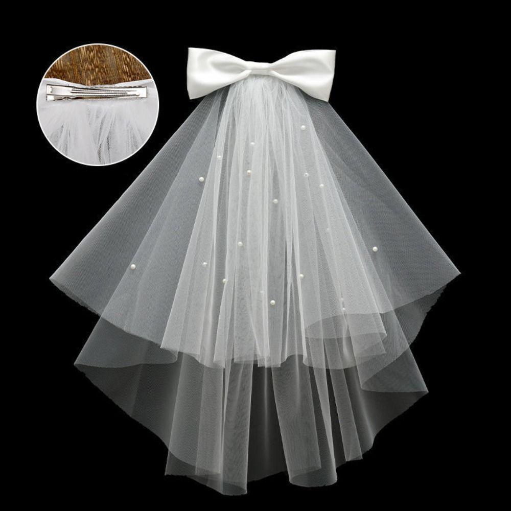 Flower Marry Veil Pearl Wedding Gauze Simple Bride Head Gauze Women