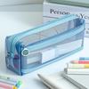 Double-Layer Pen Bag Transparent Stationery Organizer Portable Pencil Case  School Office