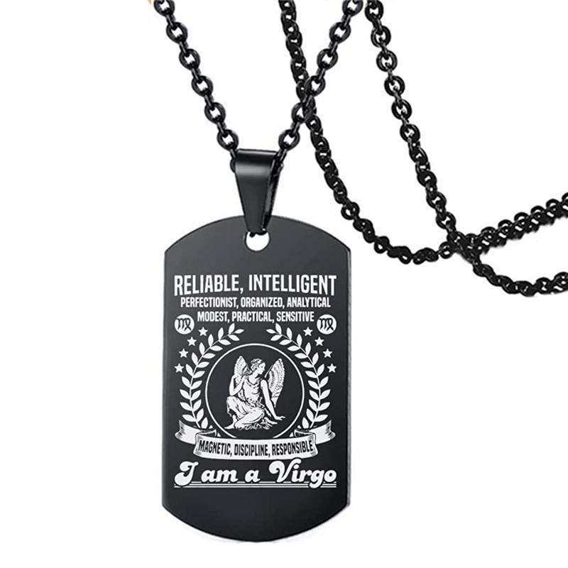 Zodiac Personalised Necklace 12 Constellation Stainless Steel Astrology Pendant Necklace