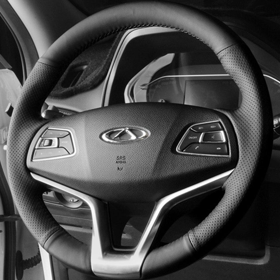 Braid Car Steering Wheel Cover For Chery Tiggo 2 3 7 8 5X IQ QQ Customize Hand Sewing Microfiber Leather Steering Wrap