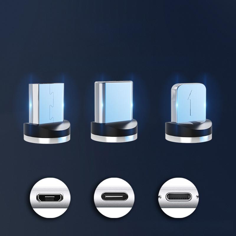 Магнитный кабель 3-в-1 для быстрой зарядки на 360° для Type-C, Android и Apple