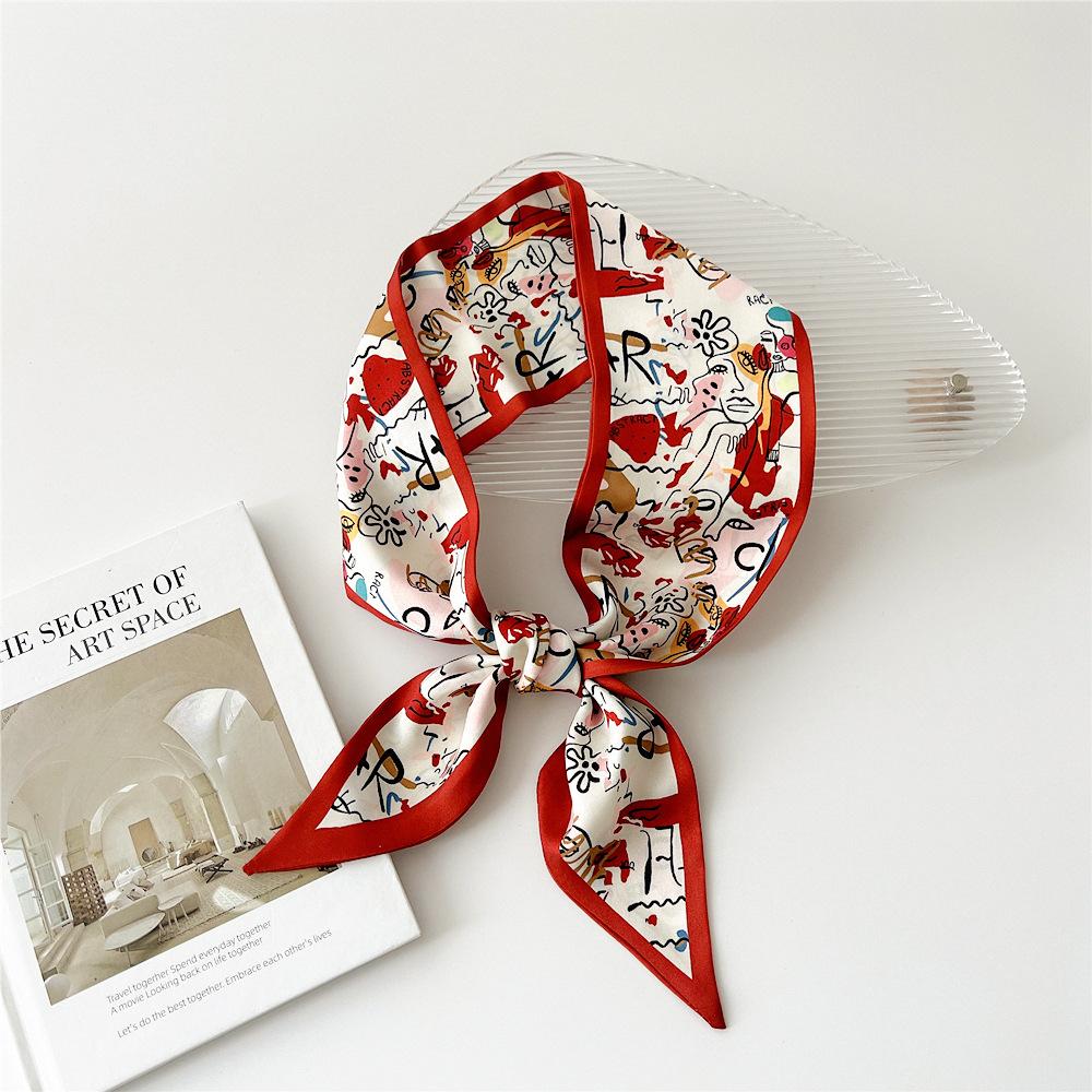 Новые шарфы Шелковые шарфы Женские весенние и осенние длинные декоративные профессиональные шарфы Летние тонкие стили в сочетании с рубашками Стильные