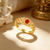Auspicious Cloud Filigree Ruby Hollow Ring/ODM   & Customization         JZ470