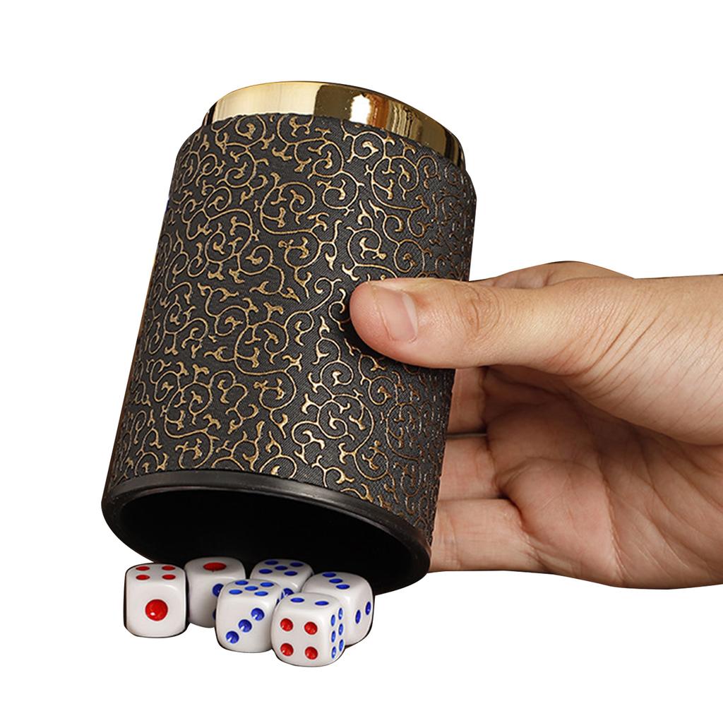 Контейнер для встряхивания кубиков с набором из 6 кубиков для настольной игры, чашка для кубиков из искусственной кожи, прочная, удобная для рук