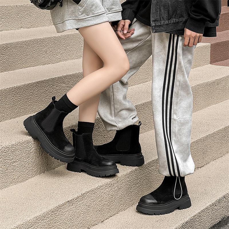 Ботинки челси мужские на платформе ботинки Martin средние короткие ботинки высокие кожаные ботинки увеличивающие внутреннюю высоту мужские ботинки 44161-X