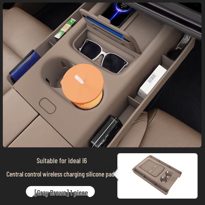 Центральная консоль Li Auto i6 с беспроводной зарядкой, силиконовая подставка с карманом для защиты бутылки с водой