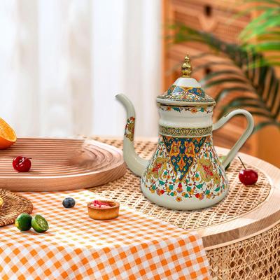 Эмалированный чайник для заваривания чая объемом 1,2 л с крышкой, прочный чайник с ручкой для кухни