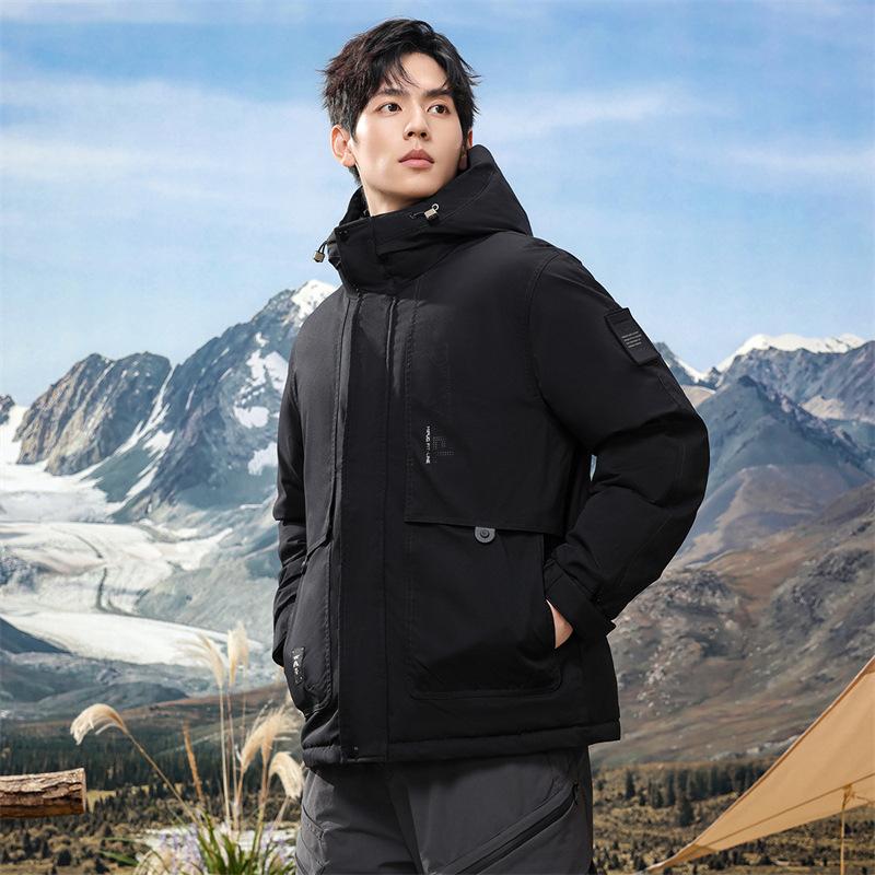 Зимняя новая куртка с капюшоном, мужская утолщенная короткая молодежная свободная куртка-пуховик для активного отдыха