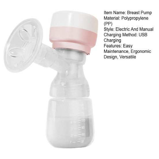 Electric Breast Pump Portable Hands-Free Silent Pump with 2 Modes BPA-Free Manual Breast Milk Extractor for Breastfeeding On-the-Go