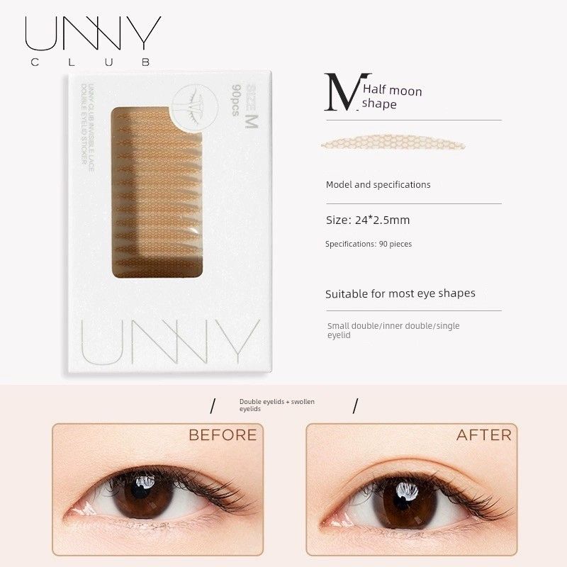 Unny Double Eyelid Tape Simulates Natural Lace, Seamless, Invisible, Long-Lasting, Not Easy to Come Off, Lightweight, Diagonal-Cut Beauty Tape