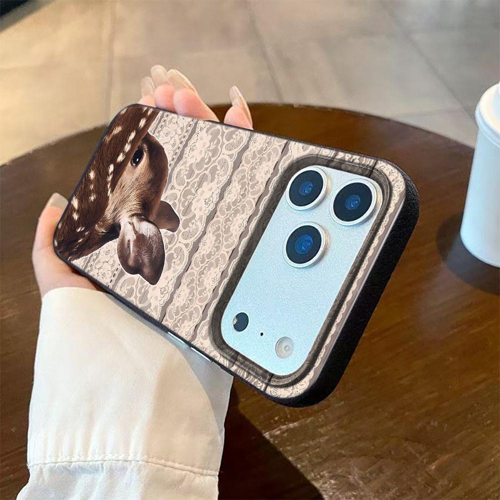 Силиконовый чехол для телефона с узором из кружевного оленя для iPhone 17 Pro Max 11 12 13 14 15 16 Pro 17 Air 15 14 Plus X XS XR Мягкая крышка