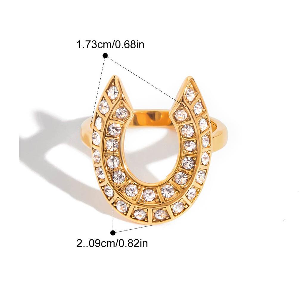 Yori Size 7 Stainless Steel Casting Horseshoe U-shaped Open Ring 18K PVD Plated Charm Daily Jewelry Accessories 2025 Gift