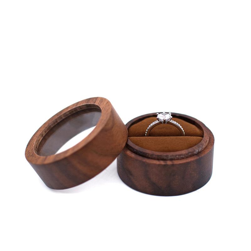Деревянный футляр для колец с открытым окном, прозрачная шкатулка для драгоценностей для предложения, помолвки, свадебной церемонии