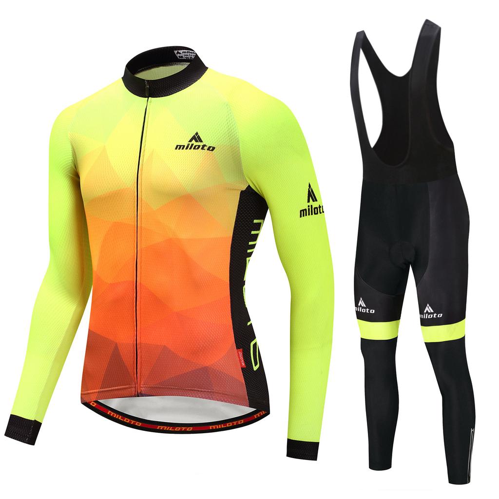 Cycling Suit Long Suit, Men's Cycling Suit/Fluorescent 2026 Autumn Long Sleeve Breathable Cycling Suit Outdoor Cycling