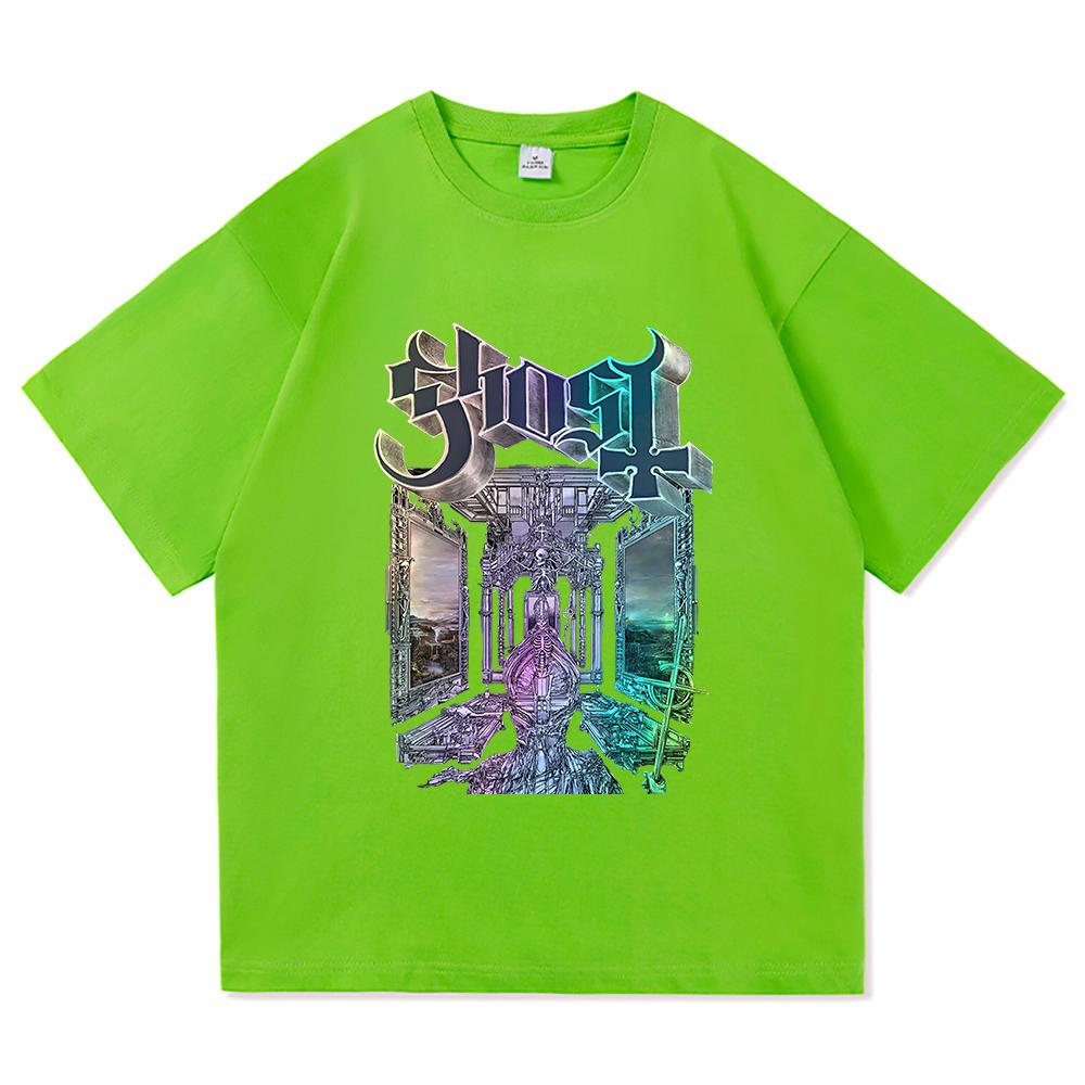 Хромированная фиолетовая футболка Skeletá Ghost GHOST Skeletour Мировой тур 2025 Мужская/женская одежда Харадзюку Высококачественные топы Хлопковые футболки