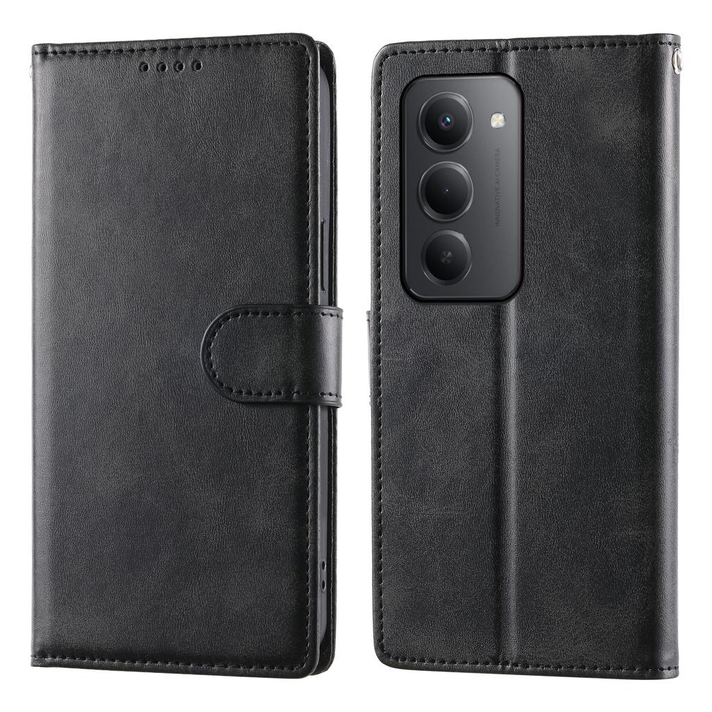 Для Xiaomi Redmi 15 5G (Глобальный) (169 мм) Чехол-кошелек с подставкой, текстура теленка, ПУ-кожа, чехол-книжка для телефона с ремешком на запястье