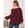 Plus Size Women's Sexy Off-Shoulder Irregular Top Batwing Sleeve Loose Pullover Sweater for Women
