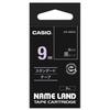 Genuine Casio Nameland Label Writer Tape 9mm Silver letters on black background XR-9BKS
