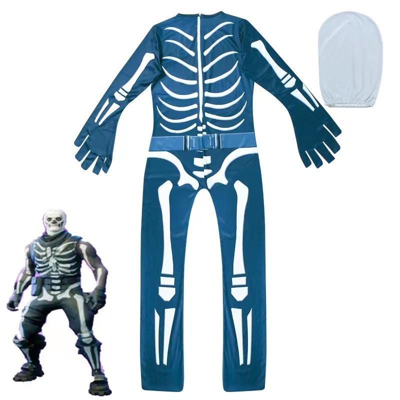 Amazon Hot Sale Fortnite Ghost Face Gingerbread Man Cosplay Suit Halloween Party Skeleton Onesie