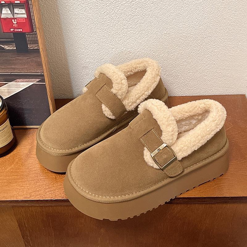 Fashion versatile Internet celebrity explosion outside wearing platform Birkenstocks children's new autumn and winter heightening Mao Mao cotton shoes