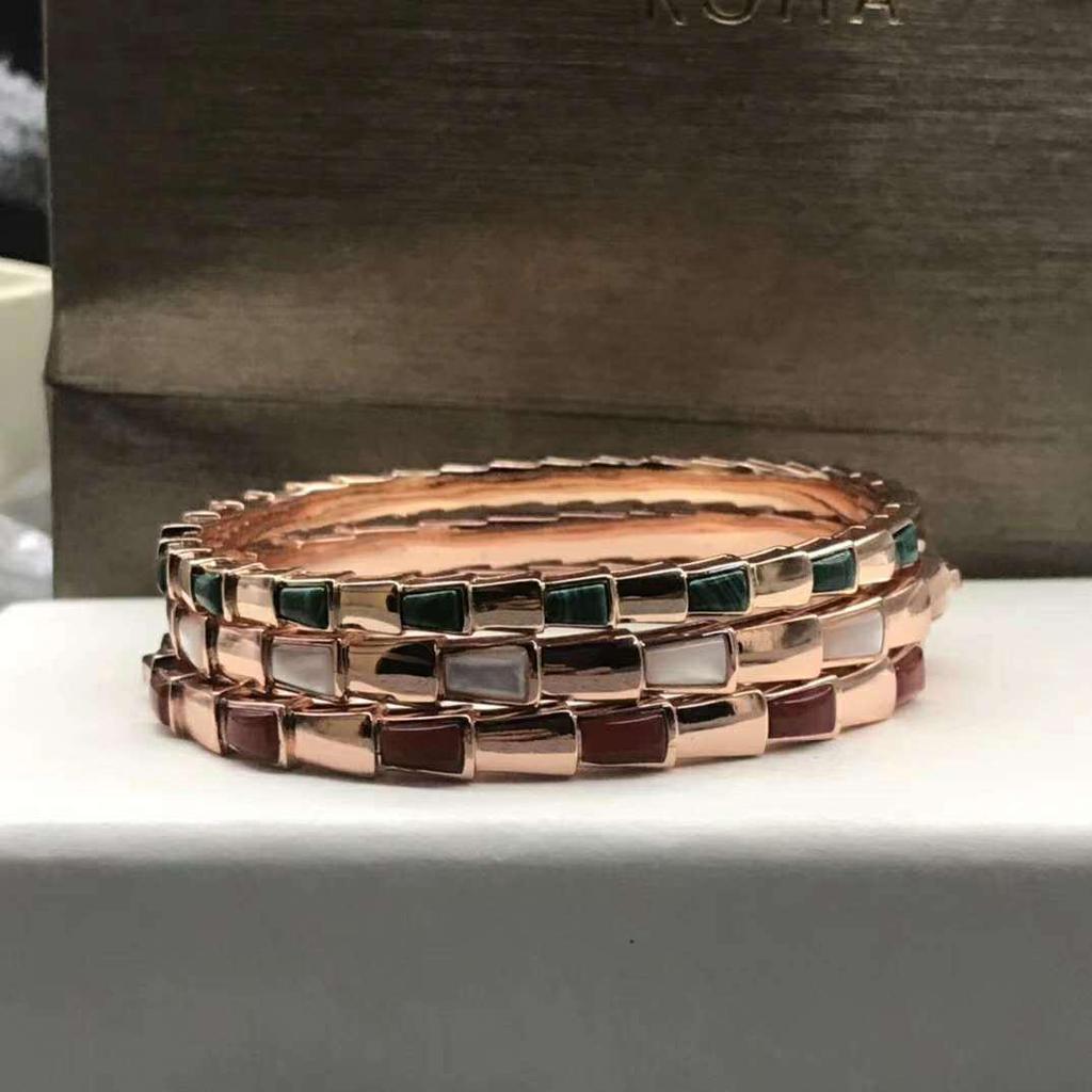 Браслет-змейка из стерлингового серебра с бриллиантами по всей длине, натуральным перламутром и агатом, цвета павлиньего пера для пар - Унисекс, европейский и американский стиль