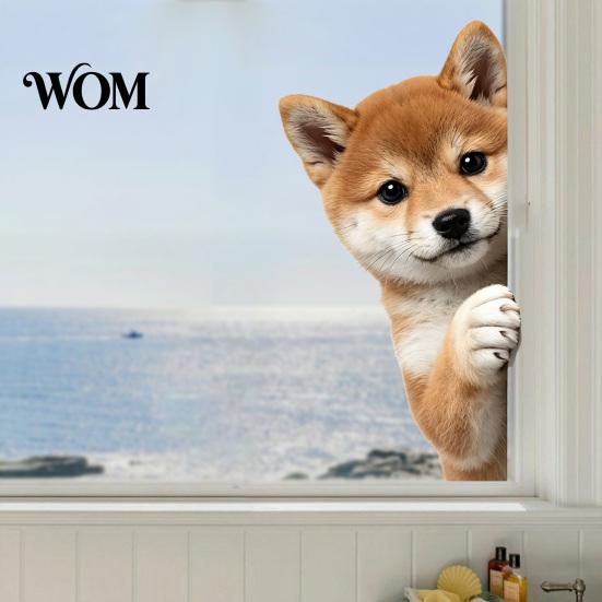 Decorative Glass Stickers for Bathroom Cute Pet Static Sticker, 3D Peeking Animal Decal, Waterproof Cat Window Art PVC Removable Cling, Home