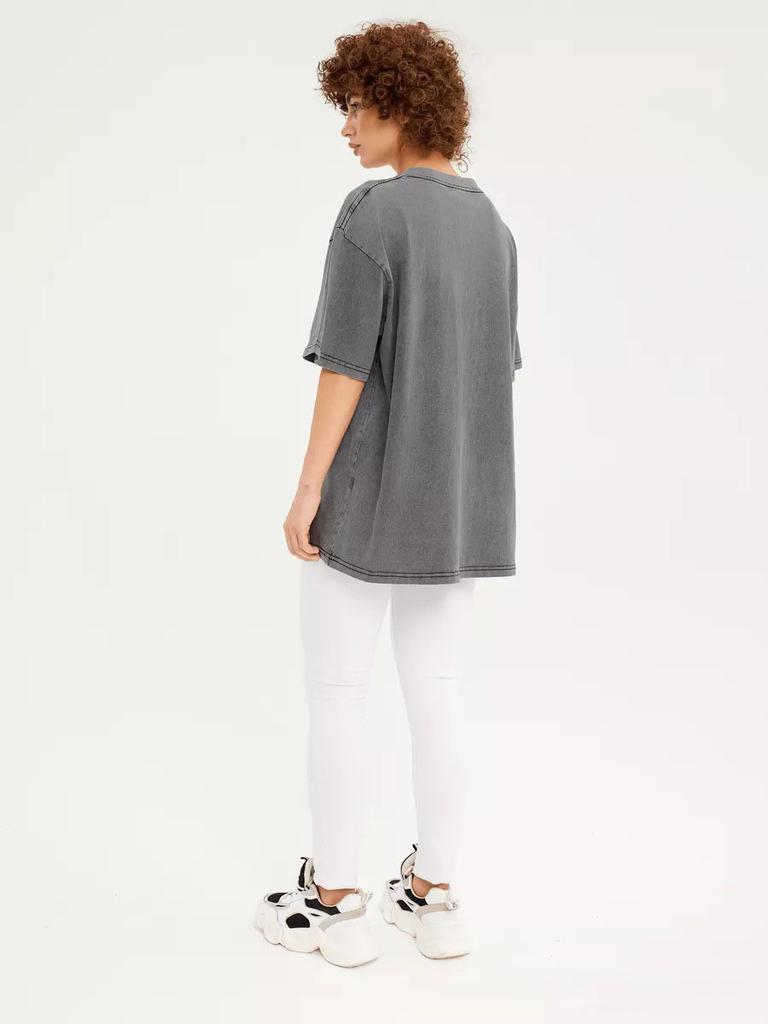 2025 Весна и лето Однотонная футболка женская стираная Do Old Batik Топы хлопковые с короткими рукавами молодежная женская одежда