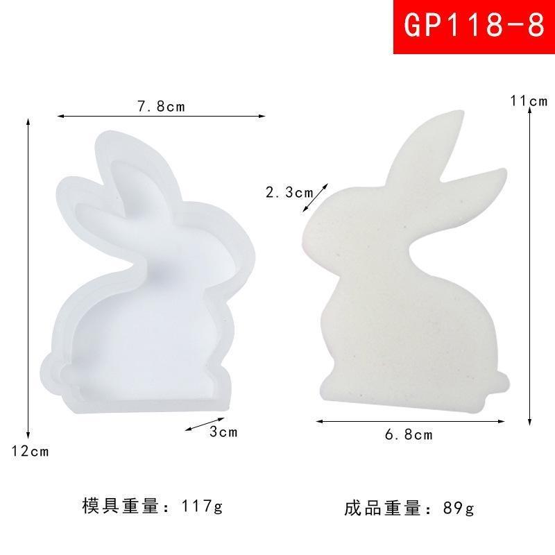 Cute Rabbit Candle Silicone Moulds Gypsum Car Mounted Incense Expanding Gypsum Soap Molds Easter Bunny Aromatherapy Candle Mold