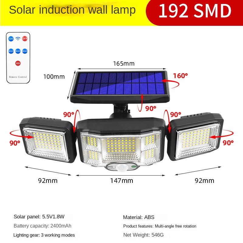 Новый солнечный настенный светильник, индукционный садовый светильник для человеческого тела, уличный водонепроницаемый светодиодный вращающийся уличный фонарь