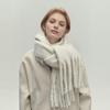Women Scarf Solid Color Thickened Knitting Scarf with Tassel Decoration Versatile Design Warm Winter Scarf