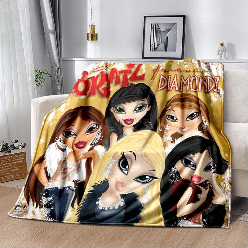 Одеяло для девочек с 3D принтом Bratz, мягкое фланелевое одеяло для дома, спальни, кровати, дивана, пикника, офиса, походного чехла, детский подарок