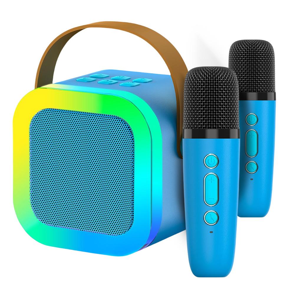 Совместимые с Bluetooth 5.3 мини-колонки для домашнего кинотеатра с беспроводным микрофоном, небольшая колонка с регулируемой светодиодной подсветкой для домашнего караоке