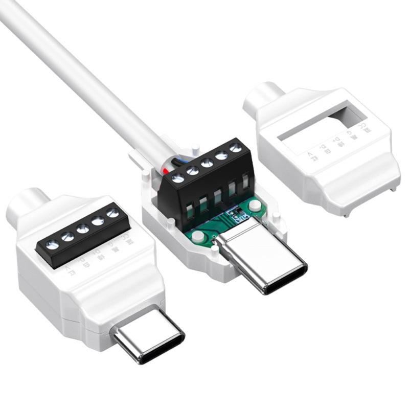 Разъем USB Type C (папа) на 5-контактный/4-контактный клеммный блок, без пайки, для быстрой проводки и ремонта устройств, поддерживает только зарядку 65 Вт