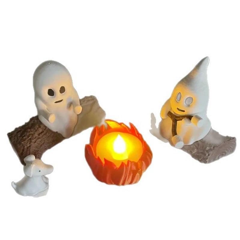 Ghost Campfire Gathering Ghost Campfire Party Resin Ornament Halloween Decoration