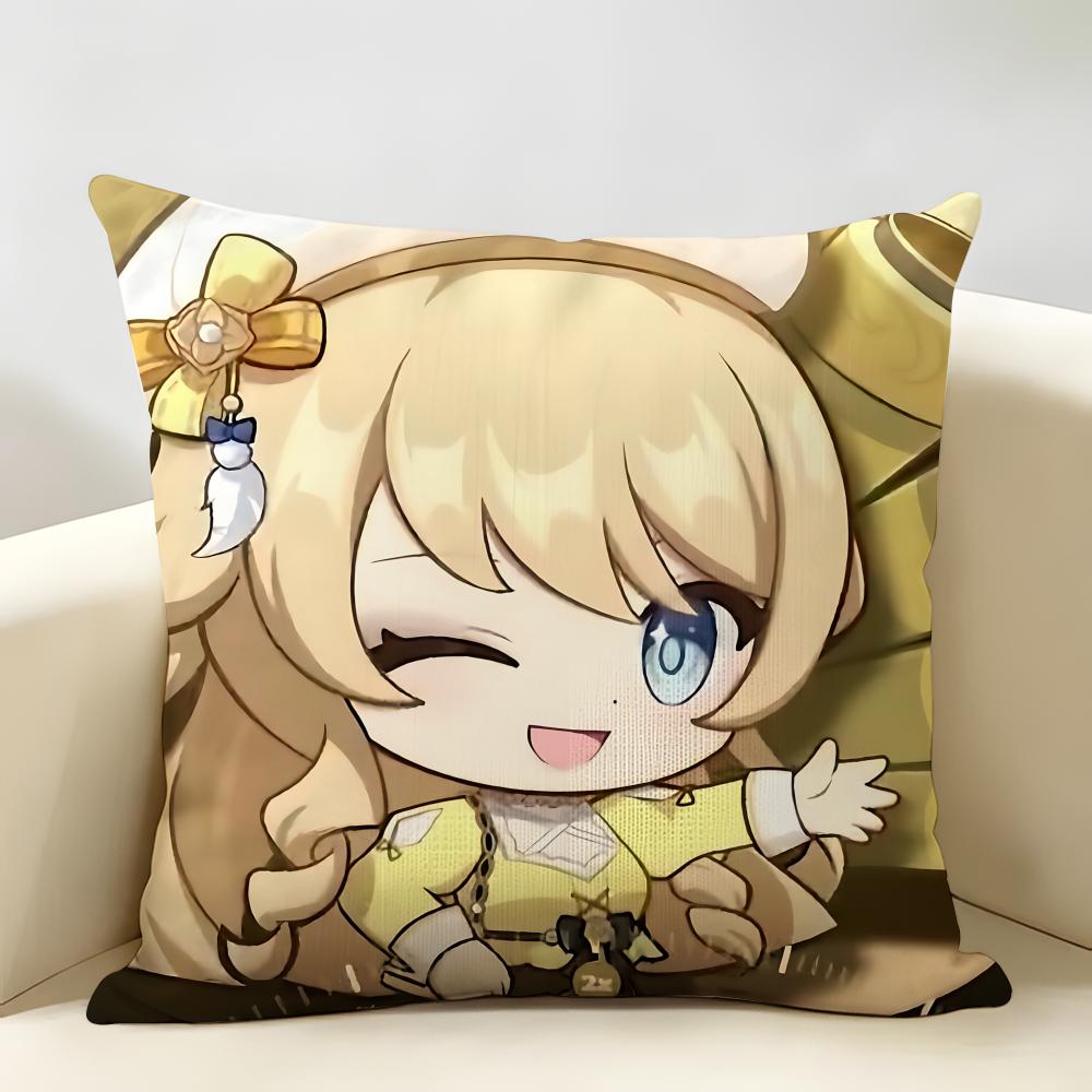 Navia Cute Genshin Impact Cushion Cover Natural Linen Organic Fabric DoubleSided Printing Room Sofa Decor Pillow Case