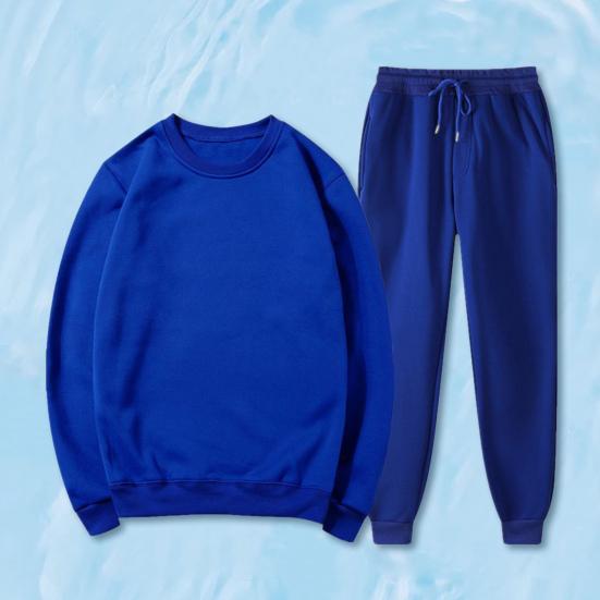 2 шт./комплект спортивный костюм круглый вырез длинный рукав пуловер топы эластичный шнурок талия длинные брюки комплект офисный тренировочный наряд