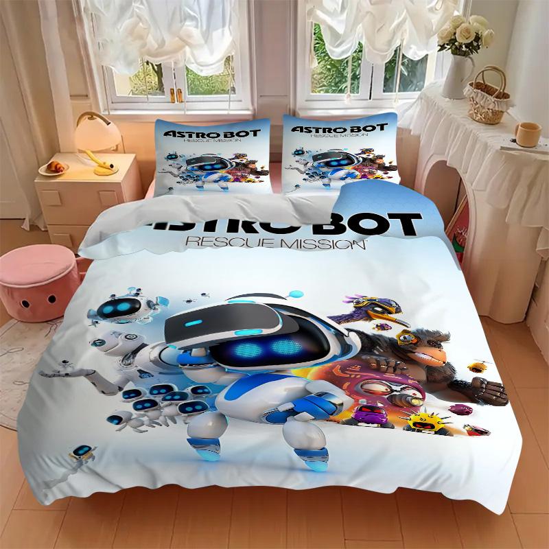 Astro Bot Rescue Mission Print 3Pcs Bedding Setduvet Cover With 2 Bedropillowcase Home Birthday Gift