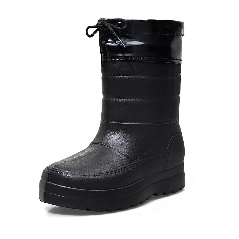 Мужские и женские зимние ботинки 2024 года, новые бархатные теплые черные утолщенные легкие водонепроницаемые сапоги из ЭВА