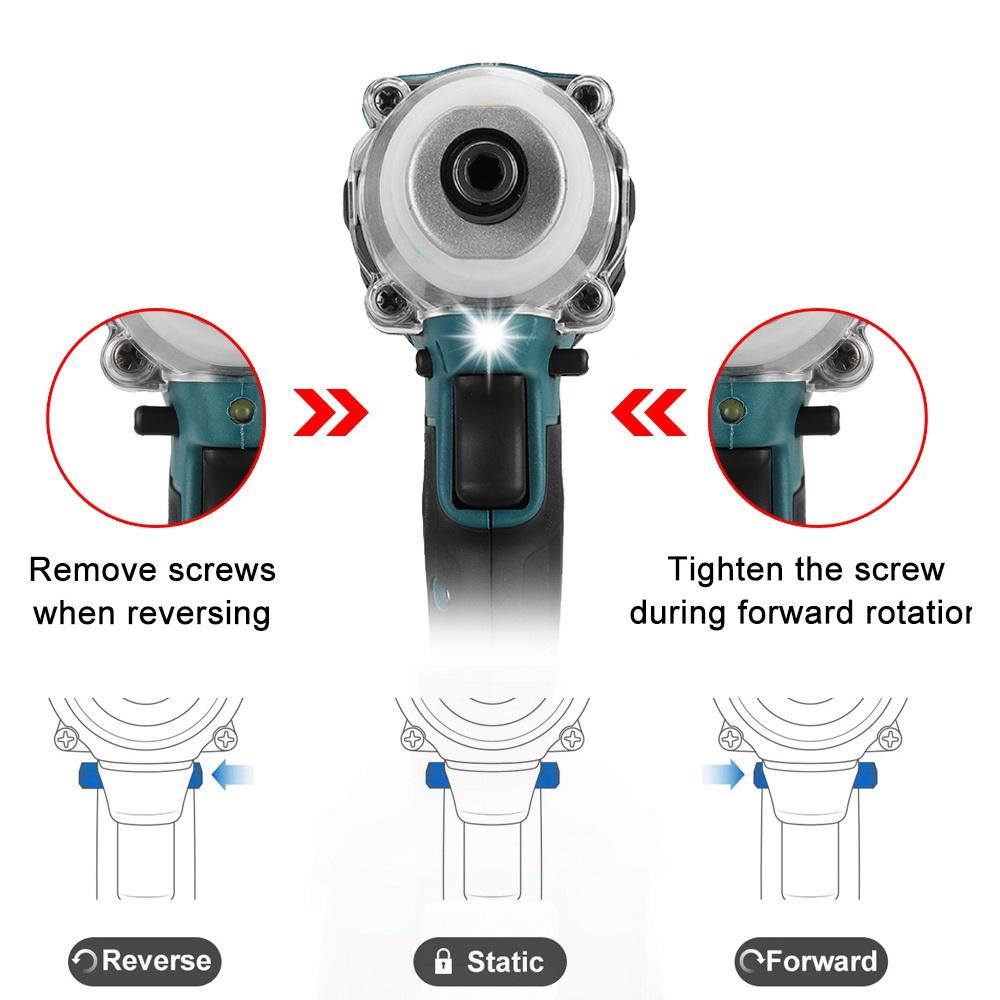 388vf 800N.M Бесщеточная аккумуляторная электрическая ударная отвертка 1/4 дюйма, отвертка, гаечный ключ, электроинструменты с 2 батареями