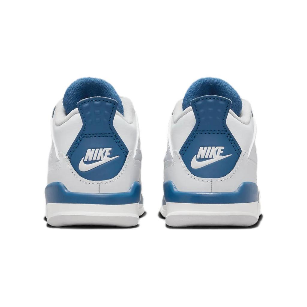 Детские кроссовки Air Jordan 4 Retro TD Military Blue 2024 Бело-белые Нейтрально-серые BQ7670-141