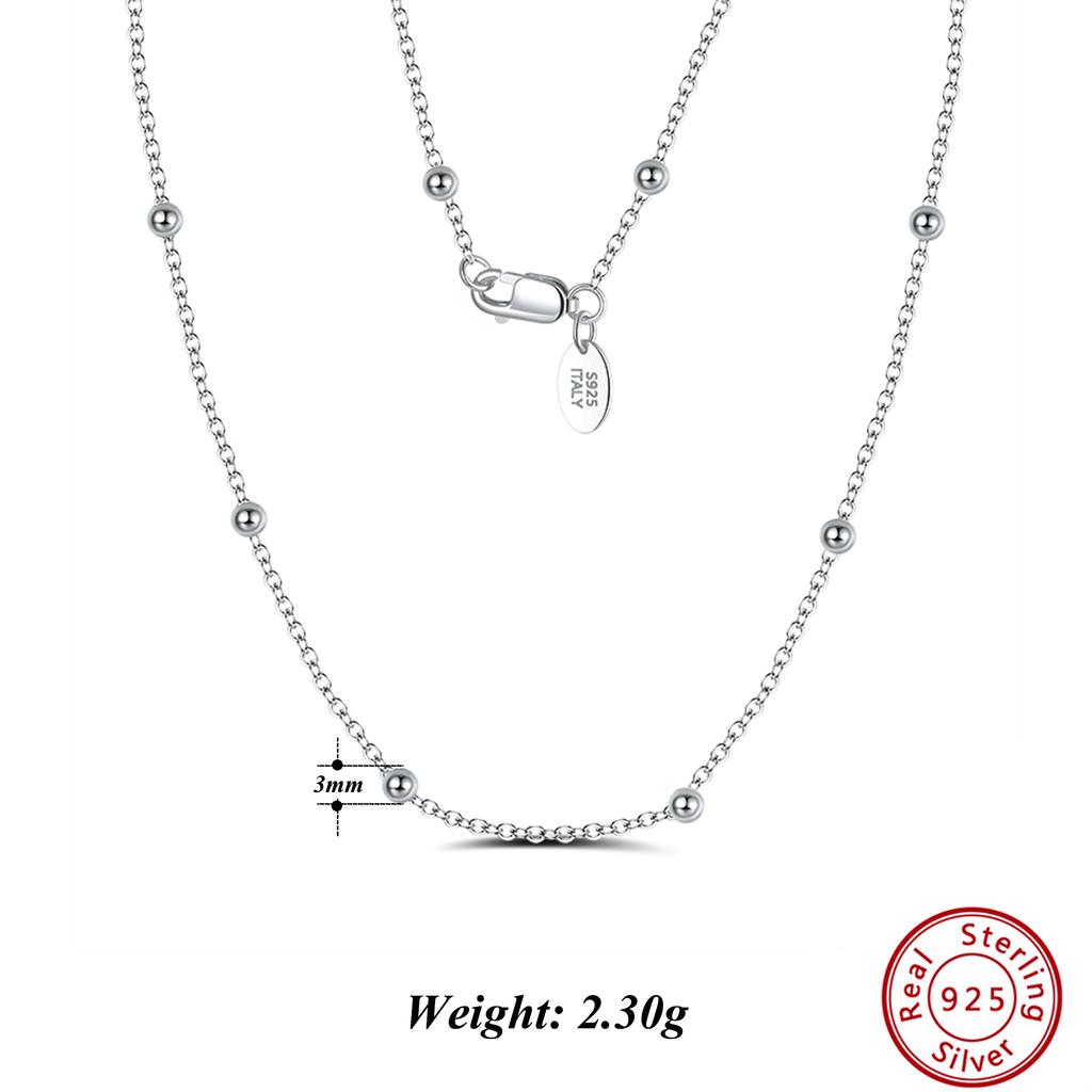 ORSA JEWELS Шикарная цепочка-колье из стерлингового серебра 925 пробы, 1,0 мм, с шариками 2,0 мм, минималистичный стиль, подарок SC43