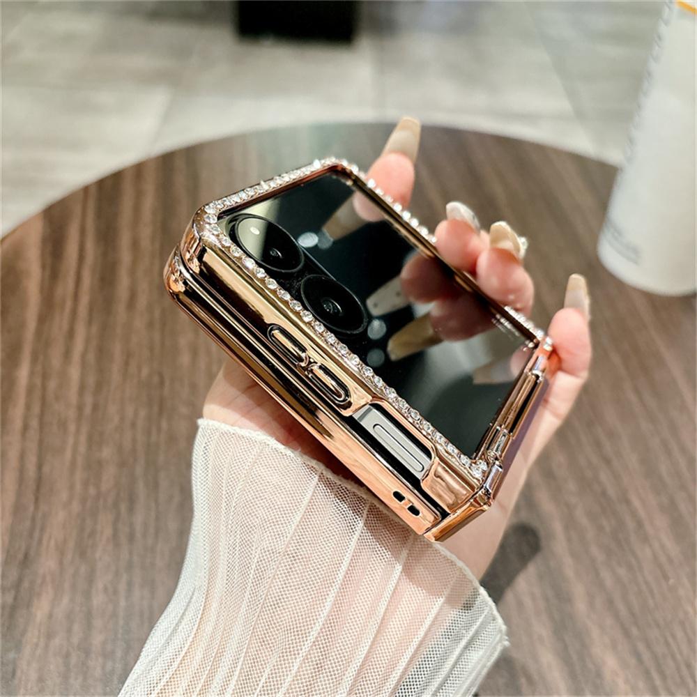 For Xiaomi Mix Flip 2 Case Hinge Protection Rhinestone Glitter PC Phone Cover