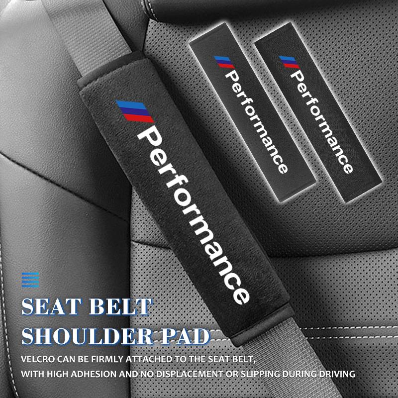 BBKL3 Car Seat Belt Plush Shoulder Strap Cover Safety Belt Pad Protector For BMW Performance M M3 M5 iX5 iX6 E60 E61 E62 E70 E71
