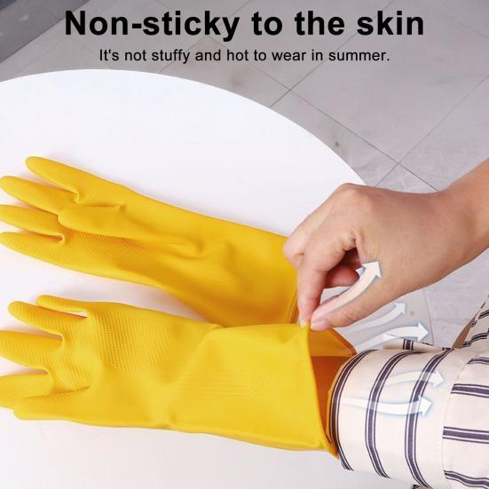 2 Pairs Rubber Dishwashing Gloves Housework Kitchen Car Waterproof Gloves Excellent Grip Protect Care