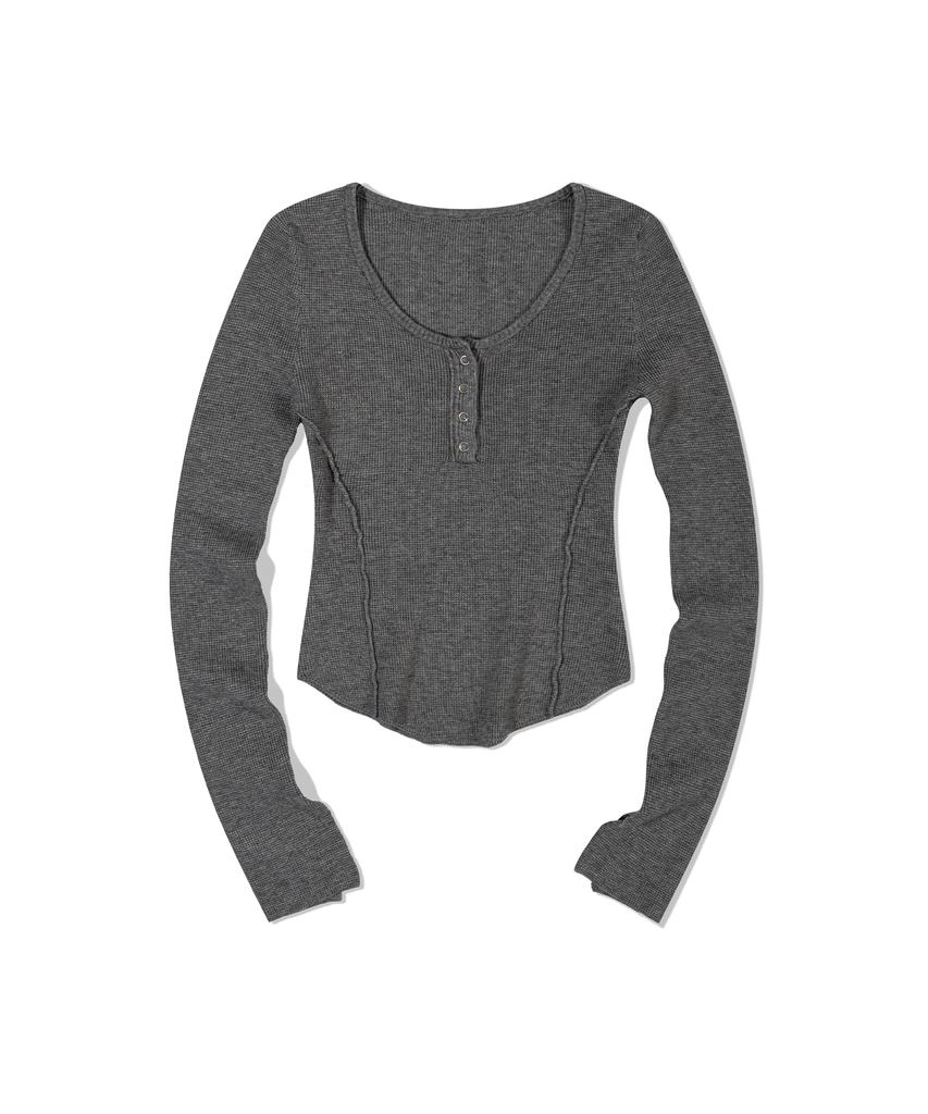 MOAA Вязаный кардиган с пуговицами и фактурным швом (Меланж серый)