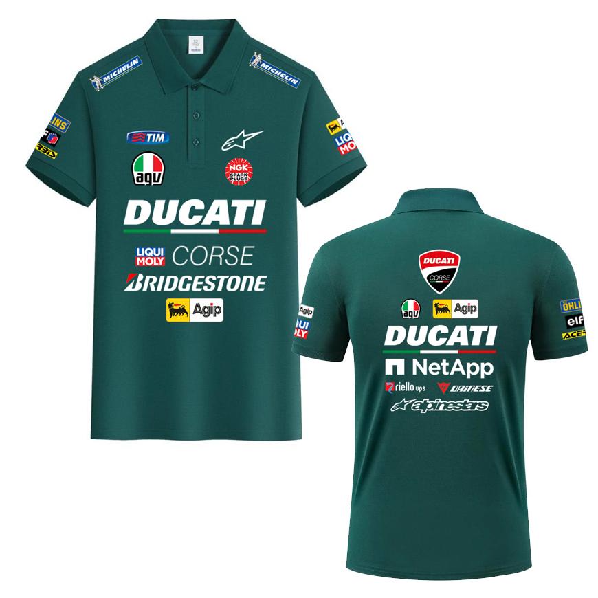 Ducati Поло Corse MotoGP Racing, Мужское Женское Повседневное с Коротким Рукавом и Полной Печатью Логотипов Спонсоров