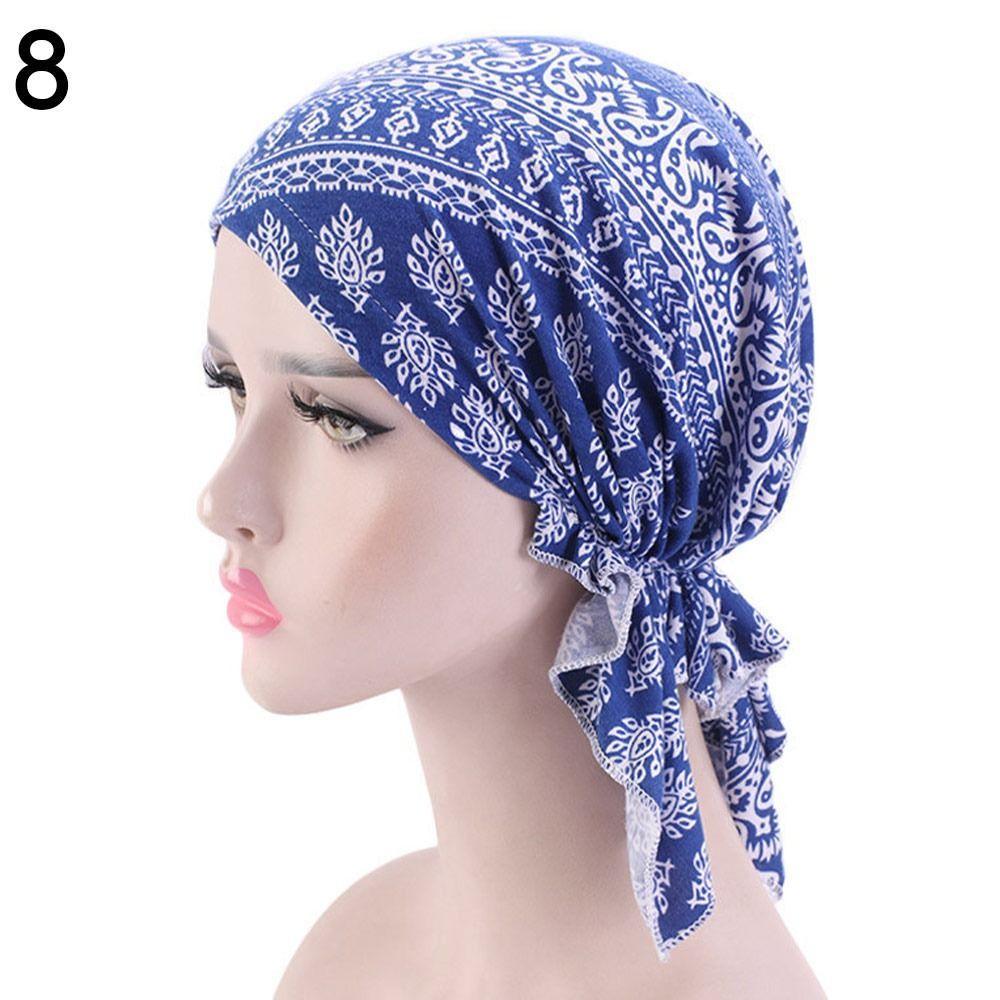 Casual Beanies Headwrap Floral Print Turban Women National Wind Chemotherapy Hat Cotton Hat Bandana